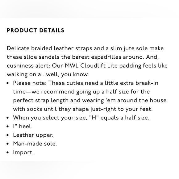 NWT Madewell Kathryn Espadrille Slide Sandals in Leather Women’s Sz 9.5 - Picture 10 of 10